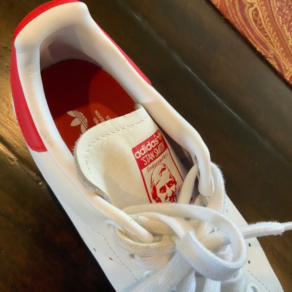 Adidas Stan Smith Low White Red, Sneakers Men’s Size 5.5, worn twice, msrp$100 - Picture 7 of 9